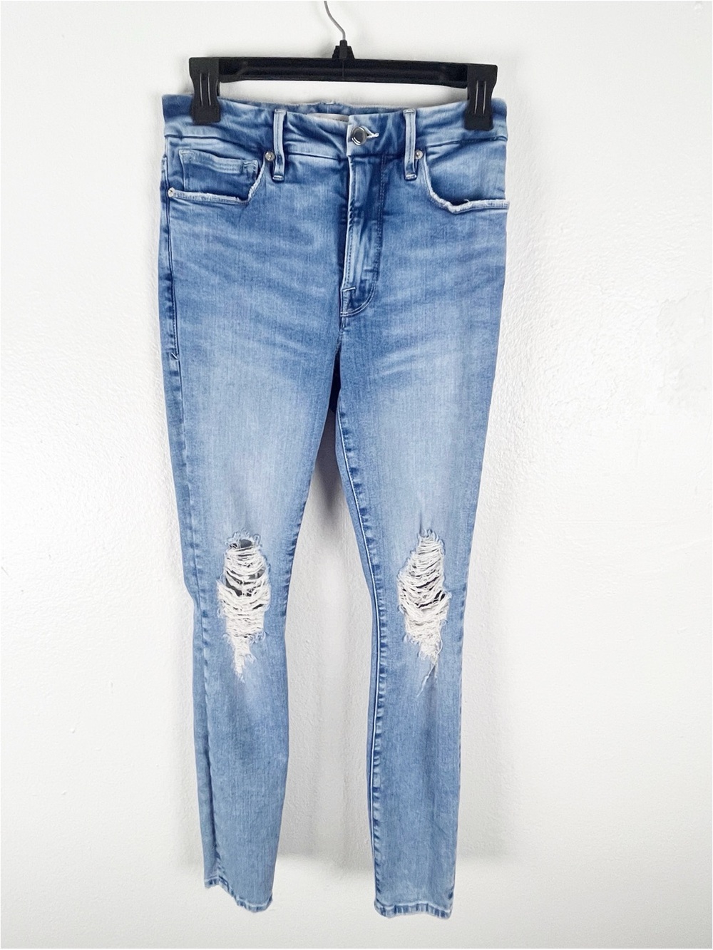GOOD AMERICAN Good Legs Distressed Ripped Lightwash Jeans Size 26 Boho Casual